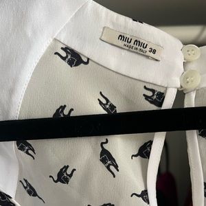 MIU MIU cat print long sleeve silk 38, It’s spooky season! Like new worn once
